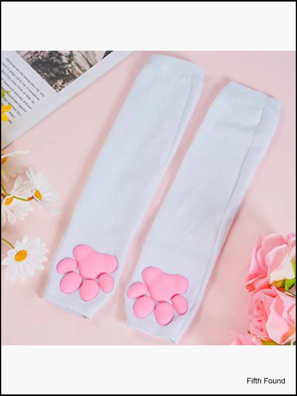 Kawaii 3D Cat Paw Fingerless Gloves Cosplay Knitted
